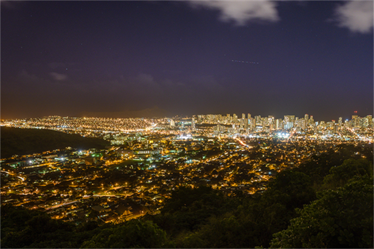 夏威夷欧胡岛檀香山夜景观望台
